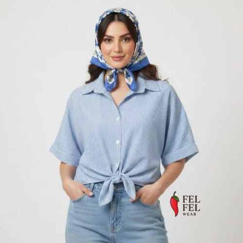 شومیز راه راه گره ای