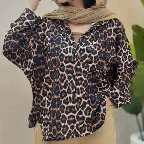 شومیز پلنگی کرمی